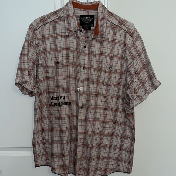 Cotton metal stud button 2-pocket HD Harley-Davidson Work Garage SS shirt L - Picture 1 of 6